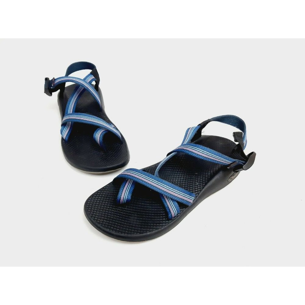 Chaco Z/Cloud 1 Womens Adjustable Strap Stripped Blue Pink Sandals Size 11